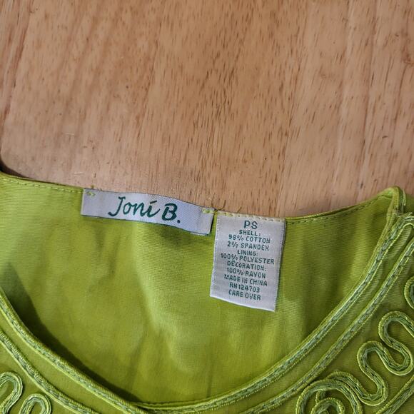 Joni B. Vintage Green Piped Button Front Long Sleeve Embellished 19" P2P - Picture 7 of 13